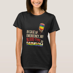 Camiseta Em Caso De Emergência, Meu Tipo De Sangue É Rainbo