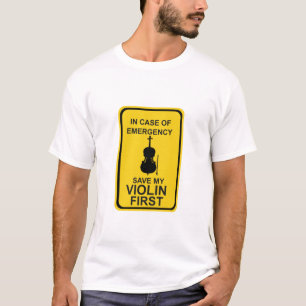 Camiseta Em caso de emergência, salvar meu violino primeiro