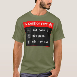 Camiseta Em caso de incêndio Git Commit Git Push Git Out