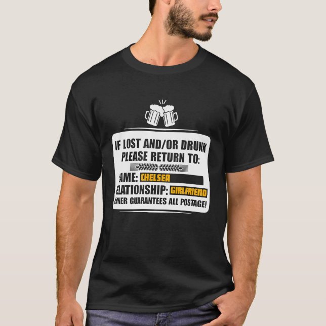 Camiseta Em caso de perda ou Bebado, por favor volte para C (Frente)