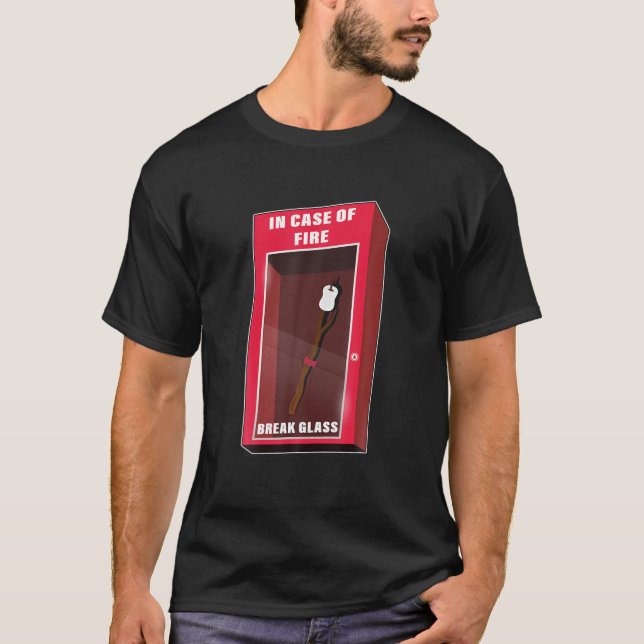 Camiseta Em Caso De Vidro De Quebra De Incêndio, Acampament (Frente)