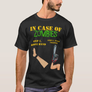CAMISETA EM CASO DOS ZOMBIS REMOVA A MÃO, SERRA DE CADEIA