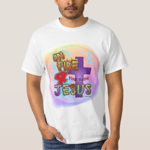 Camiseta Em Chamas Por Jesus Cruz Cristã