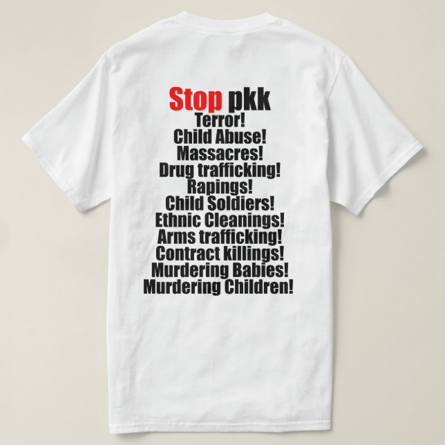 Camiseta Em conjunto contra o terrorismo do pkk (Verso do Design)