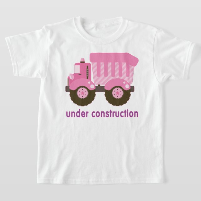 Camiseta Em Construção de Caminhão Rosa (Postura )