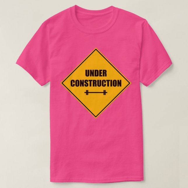 Camiseta Em construção, sinal barbell (Frente do Design)