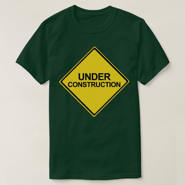 Camiseta Em Construção - Sinal de aviso amarelo (Frente do Design)