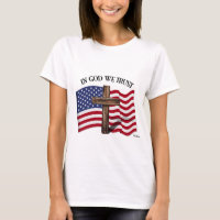 Em Deus, confiamos com cruz e bandeira dos EUA