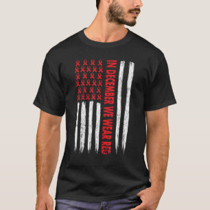 Camiseta em dezembro, vestimos a fita vermelha mundial no d
