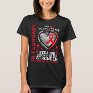 Camiseta Em Fevereiro Fico Vermelho Menino Filho Doença Car