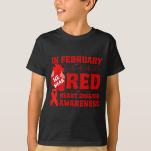 Camiseta Em Fevereiro Usamos Vermelho Conscientização sobre