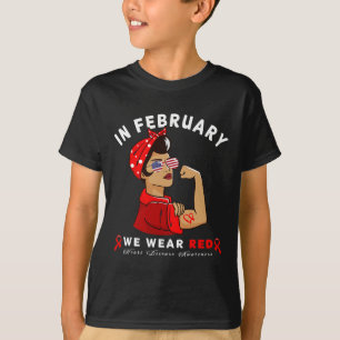 Camiseta Em Fevereiro Usamos Vermelho' Sungles Conscientiza