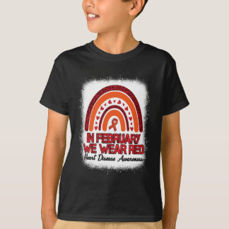 Camiseta Em fevereiro Vestimos Red Leopard Rainbow Bleached