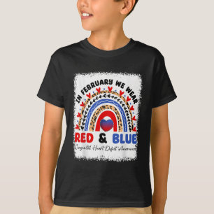 Camiseta Em fevereiro, Vestimos Vermelho & Blue Chd Awa