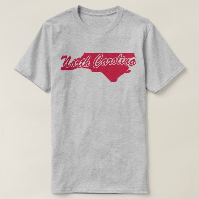 Camiseta em Forma de Estado da Carolina do Norte (Frente do Design)