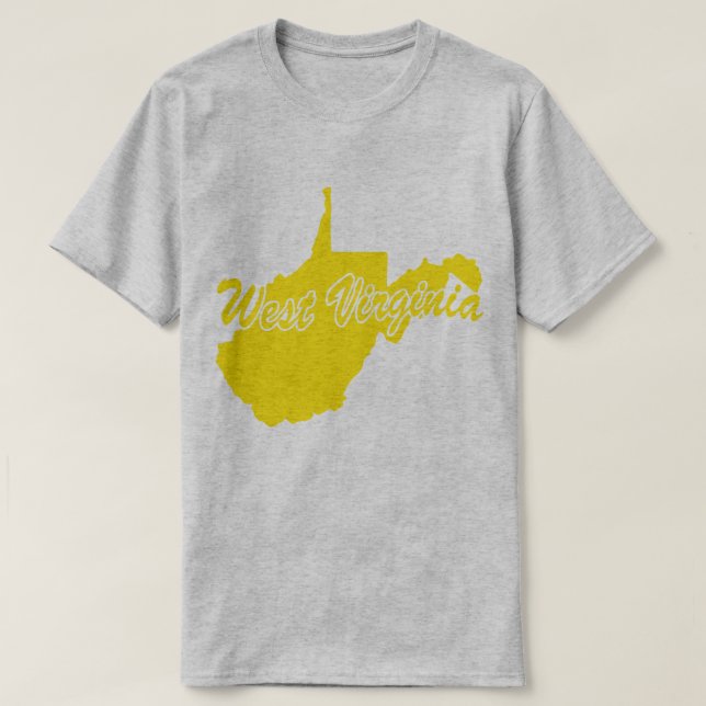 Camiseta em forma de estado da Virgínia Ocidental (Frente do Design)