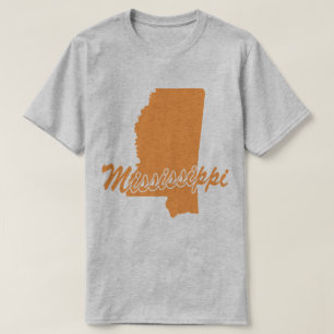 Camiseta em forma de estado do Mississippi
