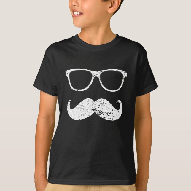 Camiseta em incógnito - bigode e óculos de sol engraçados (Frente)