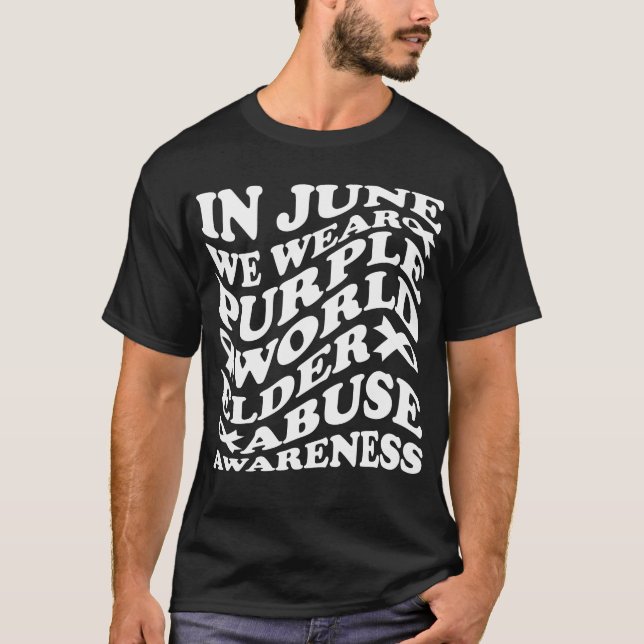 Camiseta Em junho, Vestimos Abuso do Velho Mundo Roxo (Frente)