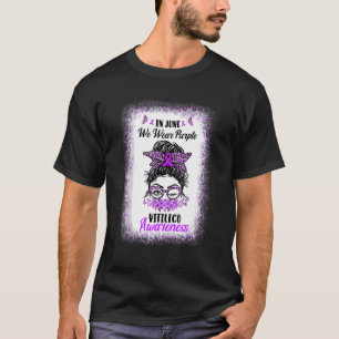 Camiseta Em junho, Vestimos Awarenes Roxos Bun Vitiligo