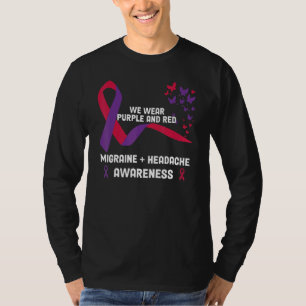 Camiseta Em junho, Visto Enxaqueca Vermelha Roxa Cefaleia A