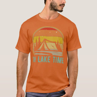 Camiseta Em Lake Time Camping Tent Sunset Funny Lake Life C