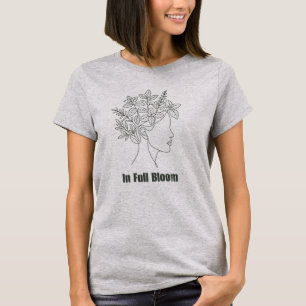 Camiseta Em Linha Botânica em Flor Completa Mulher com Erva