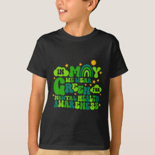 Camiseta Em Maio Usamos Verde Retro Conscientização sobre S
