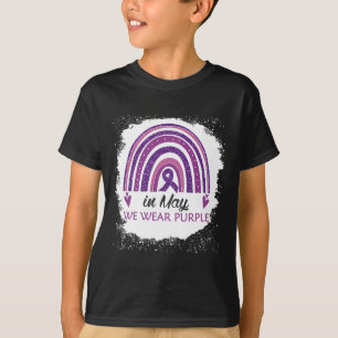 Camiseta Em maio, Vestimos Fibromialgia Arco-Íris Branquead