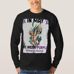 Camiseta Em maio Vestimos Fibromialgia Roxa Sensibilização