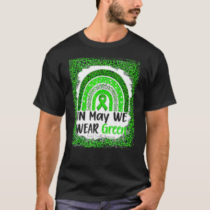 Camiseta Em maio Vestimos Fita Verde Arco-Íris Saúde Mental