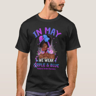 Camiseta Em maio Vestimos Mulheres Roxas e Negras Azuis Ped