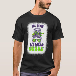 Camiseta Em maio, Vestimos o Green Messy Bun Mental Health