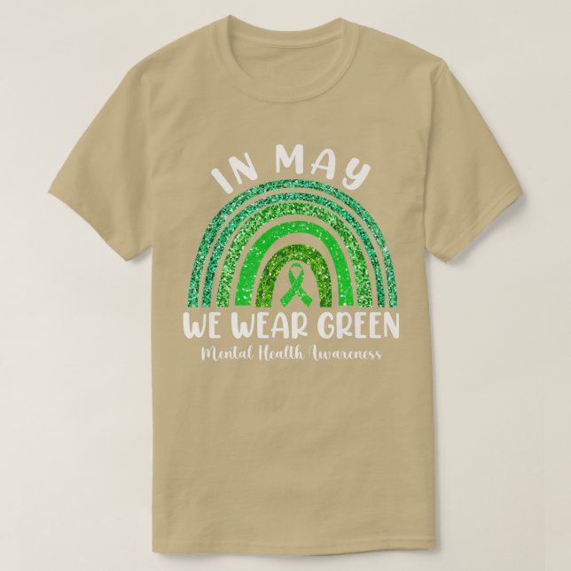 Camiseta Em maio, Vestimos Verde Consciência Mental Verde (Frente do Design)