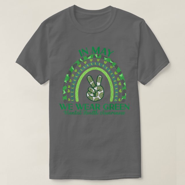 Camiseta Em maio, Vestimos Verde Consciência Mental Verde (Frente do Design)