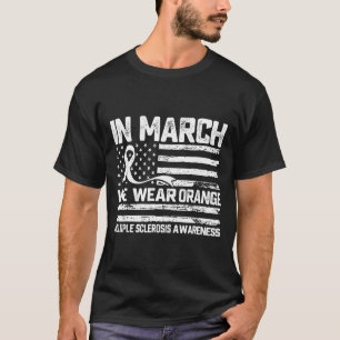 Camiseta Em março use laranja conscientização da esclerose