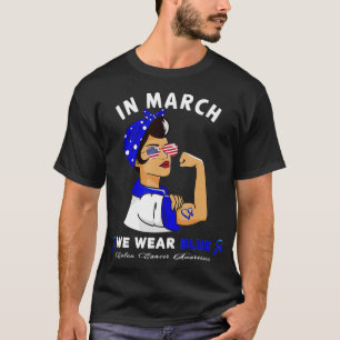 Camiseta Em março, vestimos a consciência Cancer das mulher