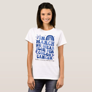Camiseta Em Março, Vestimos Azul Para Cancer Colônico Arco-