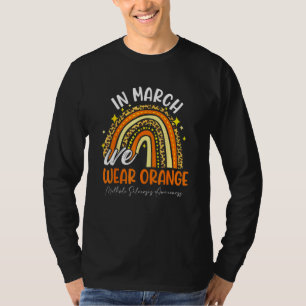 Camiseta Em março Vestimos Orange Ribbon Boho Rainbow Ms Aw