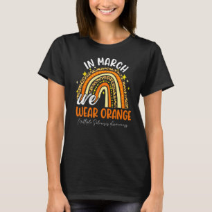Camiseta Em março Vestimos Orange Ribbon Boho Rainbow Ms Aw