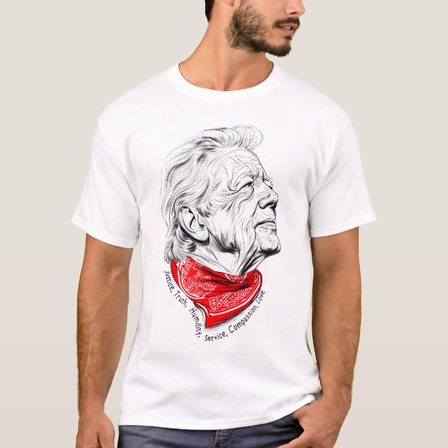 Camiseta Em memória do presidente humanitário Jimmy Carter (Frente)