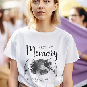 Camiseta Em Memória Querida Asa de Anjo Memorial de Fot