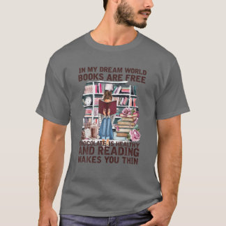 Camiseta Em Meu Sonho Os Livros Estão O Chocolate Gratuito 