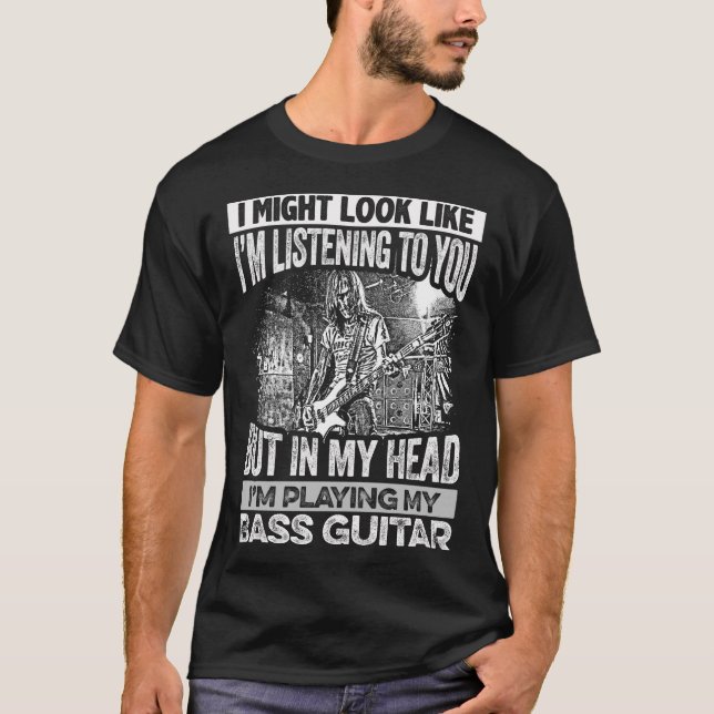 Camiseta Em MINHA CABEÇA eu ESTOU JOGANDO MINHA GUITARRA (Frente)