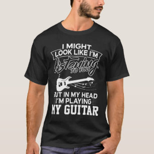 Camiseta Em minha cabeça eu estou jogando minha guitarra