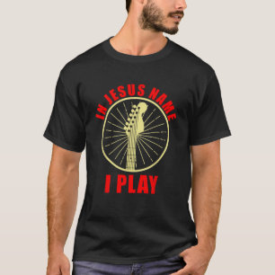 Camiseta Em nome de Jesus Cristo Jogador de Violão Religião