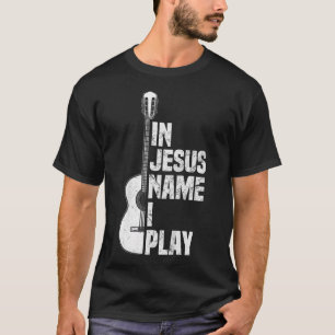 Camiseta Em Nome de Jesus Eu To-co Guitarra Cristã