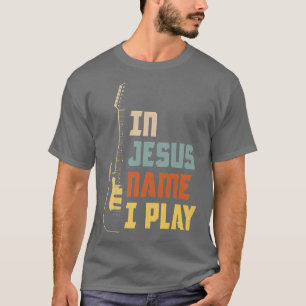 Camiseta Em nome de Jesus, eu toco guitarra de Banda cristã