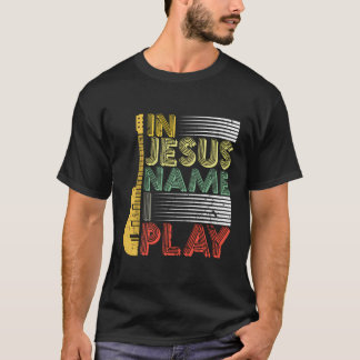Camiseta Em nome de Jesus, eu toco guitarra, música cristã
