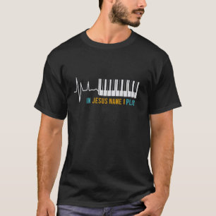 Camiseta Em nome de Jesus, eu toco piano player música cris